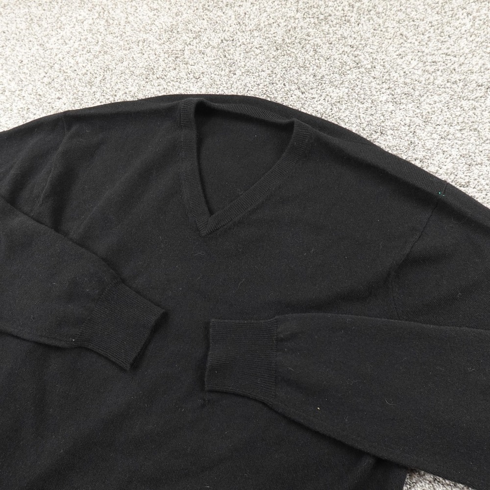Patrick James Sweater Mens XL Black Cashmere‎ V Neck Knit Pullover Soft Academia
